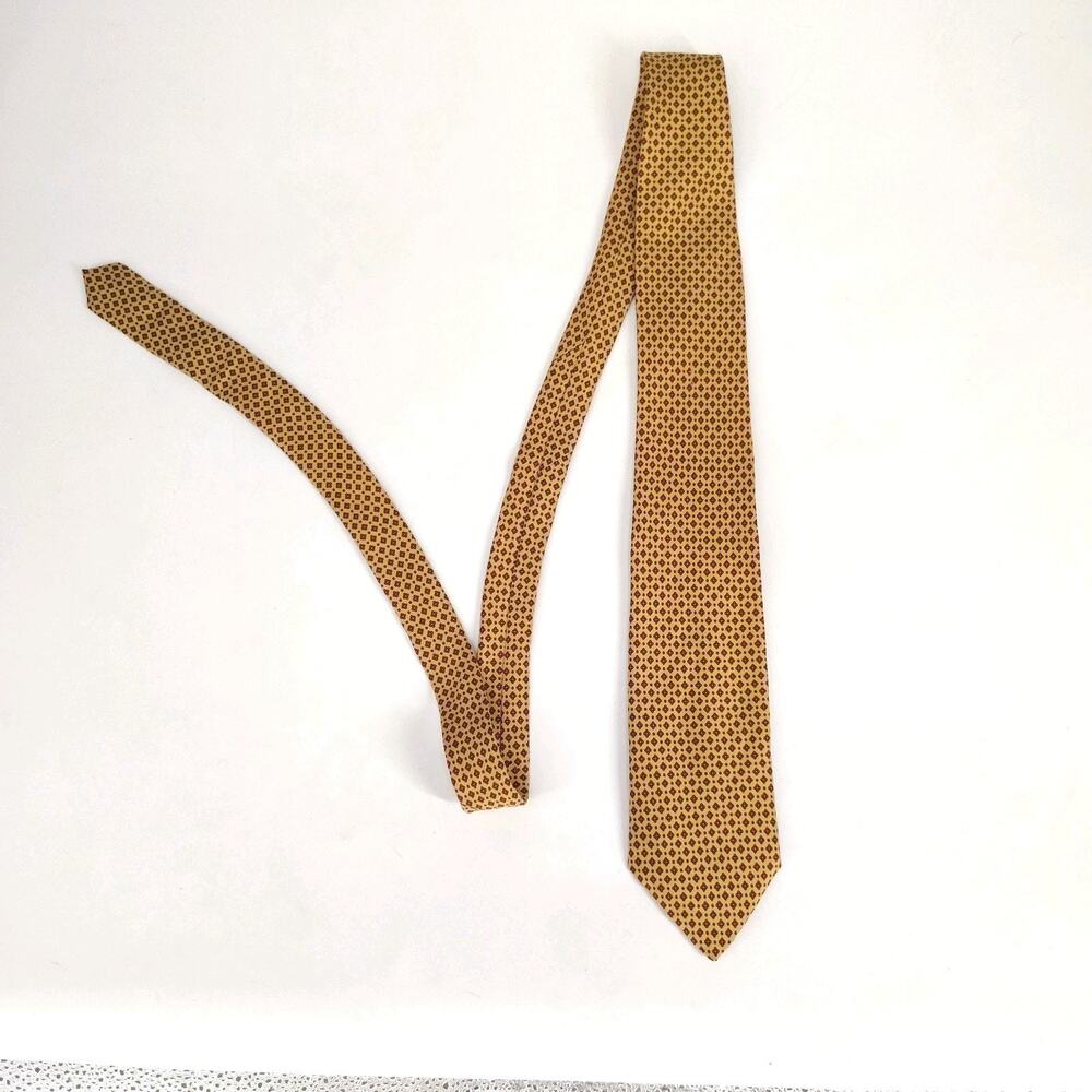 VTG Brooks Brothers Makers Tie Gold Red Geometric Silk XL Extra Long USA 61 3.5